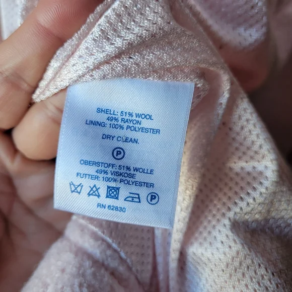 Lands' End Light Pink Wool-Blend Bomber Jacket Size 4 Full Zip Front Pockets - Picture 8 of 13